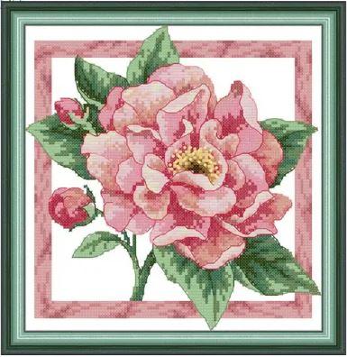 Набір для вишивання за нанесеною на канву схемою "Peony In Full Bloom". AIDA 14CT printed, 26*26 см