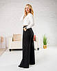 Жіночі брюки палаццо Азоріна плотні чорні, стильні широкі штани із завищеною талією, фото 2