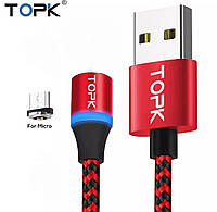 Кабель для зарядки телефона магнитный USB Topk с коннектором Micro USB.2 метра.