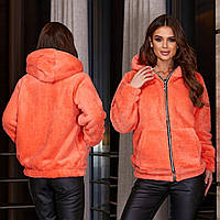 Жіноча куртка-барашок на блискавці з глибоким капюшоном розміри 46-52, колір уточнюйте під час замовлення