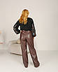 Жіночі брюки Сімона шоколад із еко-шкіри на замші, фото 6