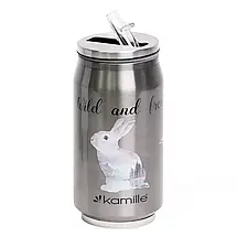 Термобанка Kamille 300мл из нержавеющей стали с трубочкой KM-2204, фото 3