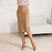 Жіноча спідниця демісезонна однотонна з костюмної тканини Агнес колір бежевий розміри 48 - 60, фото 2