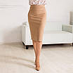 Жіноча спідниця демісезонна однотонна з костюмної тканини Агнес колір бежевий розміри 48 - 60, фото 3