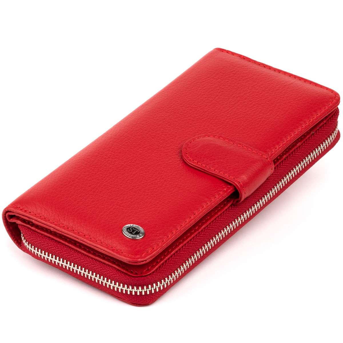 Вертикальний місткий гаманець зі шкіри жіночий ST Leather 19306 Червоний, фото 1