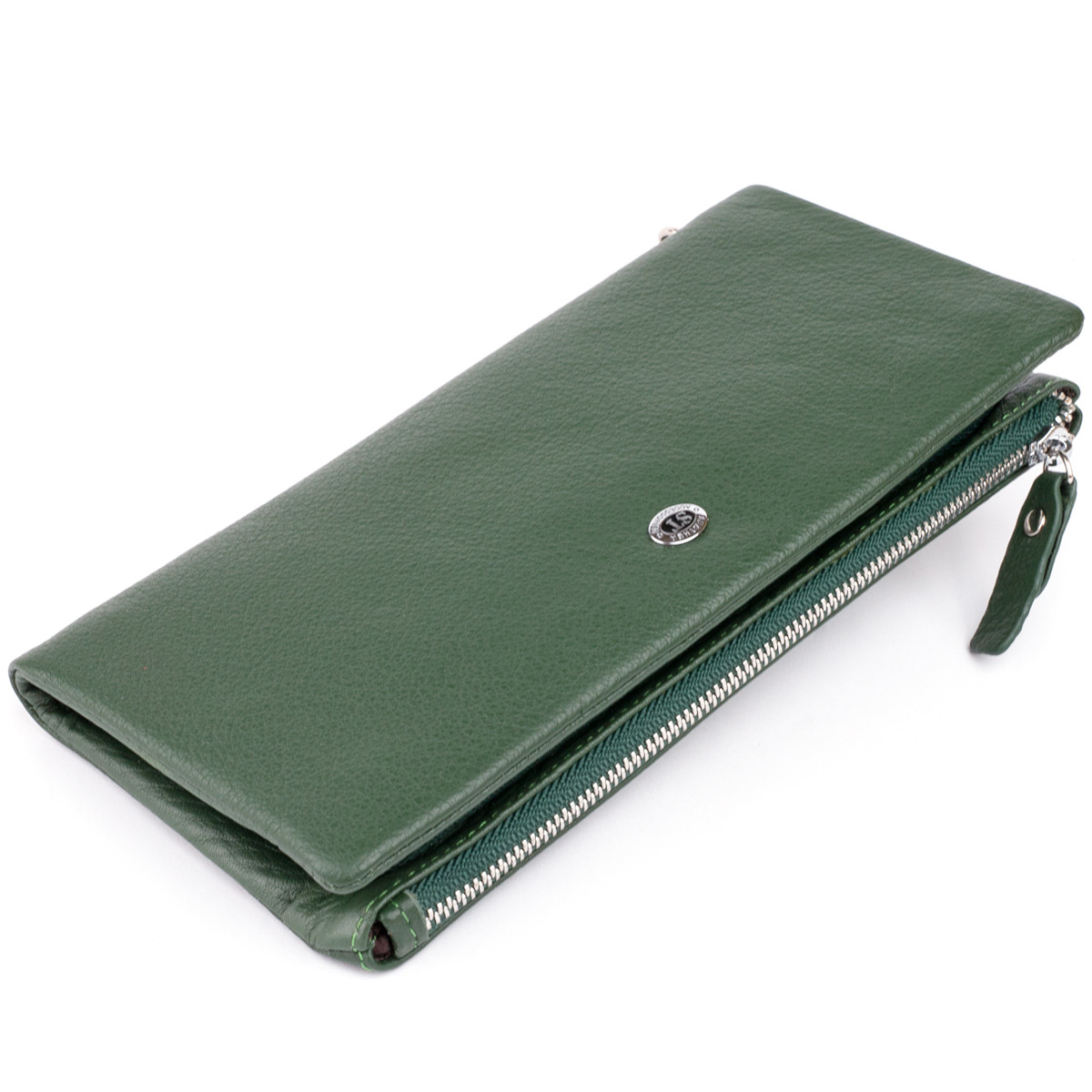 Гаманець-клатч зі шкіри з кишенею для мобільного ST Leather 19308 Зелений, фото 1