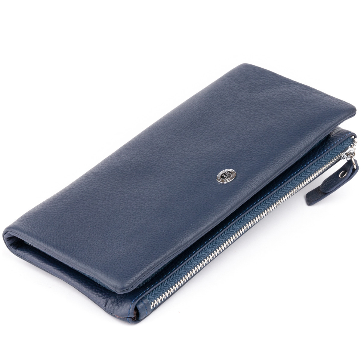 Гаманець-клатч зі шкіри з кишенею для мобільного ST Leather 19309 Темно-синій, фото 1