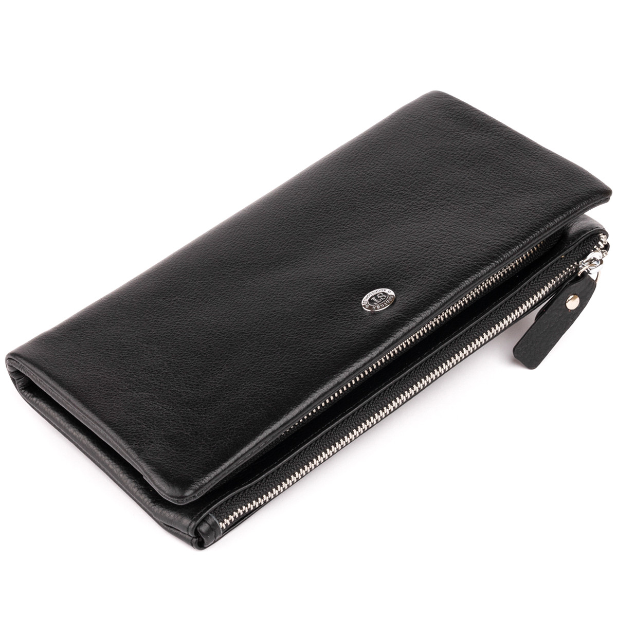 Гаманець-клатч зі шкіри з кишенею для мобільного ST Leather 19310 Чорний