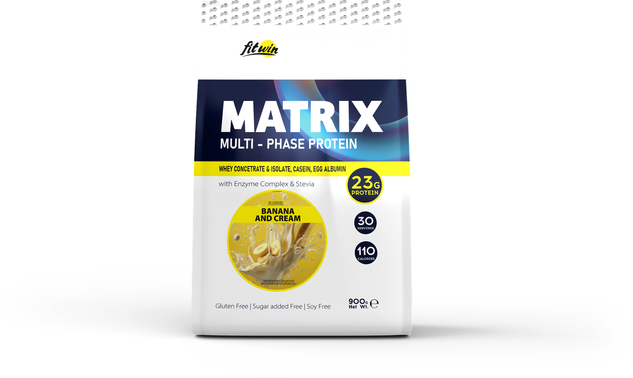 Протеїн Fitwin MATRIX, банан і вершки, 900г, фото 1