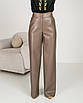 Жіночі брюки Сімона темний беж, теплі брюки із еко-шкіри, фото 6