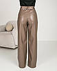Жіночі брюки Сімона темний беж, теплі брюки із еко-шкіри, фото 9