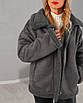 Куртка замшева сіра на хутрі, жіноча зимова куртка-дублянка з екозамші, фото 9
