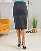 Жіноча спідниця ділова пряма зі шліцею Любава сіра в клітку, спідниця-олівець, фото 4