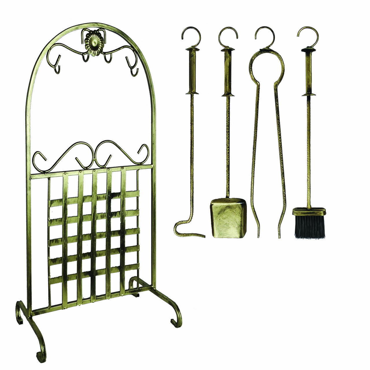 Кований набір для каміну №7 (з сіткою)