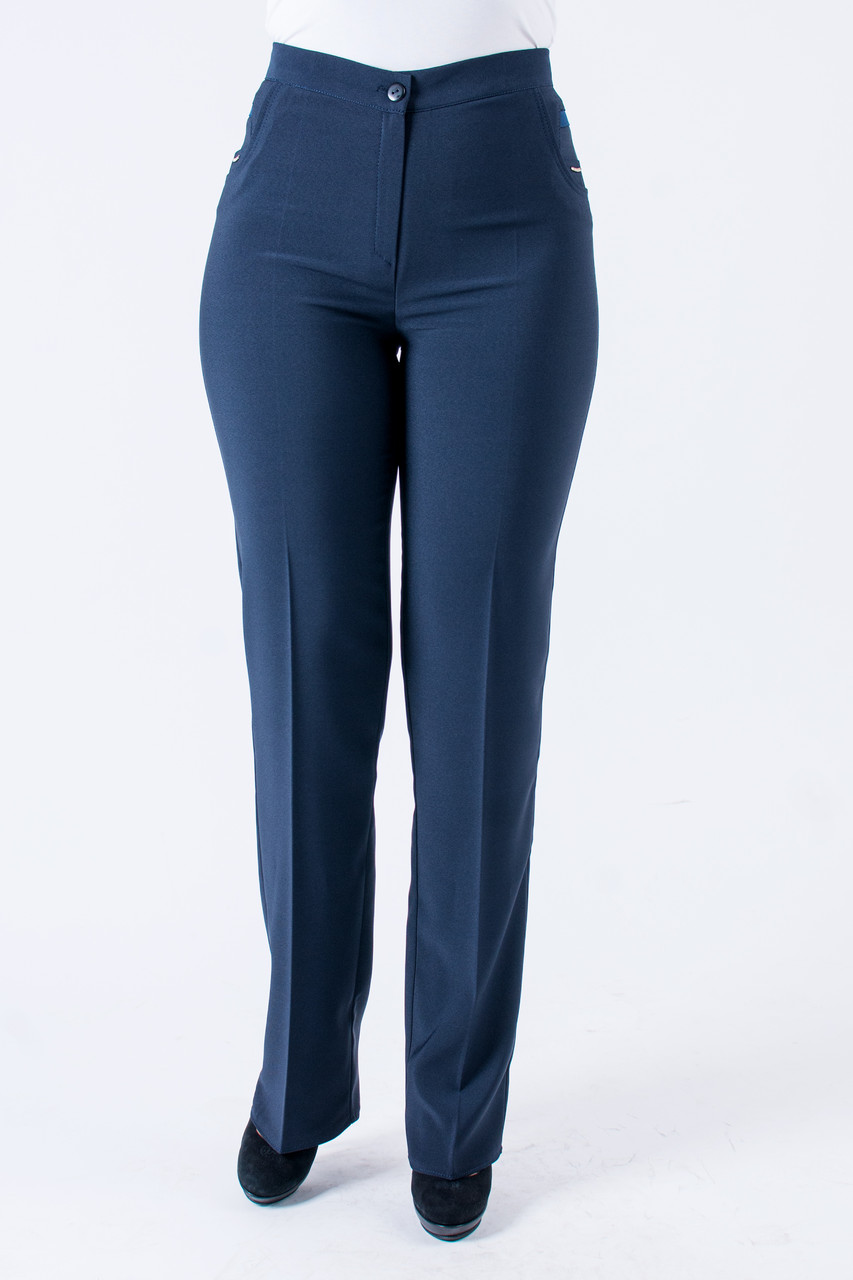 Класичні жіночі брюки синього кольору 64р