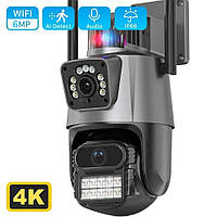 Камера видеонаблюдения IP Wi-Fi камера 2 объектива по 3MPx Уличная вай фай камера ночного видения !!!