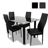 Стіл обідній скляний + 4 м'які крісла Home Fest Panana Набір кухонних меблів комплект для кухні кафе W_1394