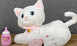 Інтерактивна кішка біла TK Group", звуки, мелодії, пісні англійською, кошенята, імітація годування, функція запису голосу,, фото 4
