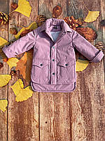Осенняя куртка-рубашка для девочек из плащевки мемори розового цвета р. 86-152