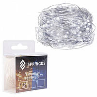 Гирлянда на батарейках Springos 0.9 м 10 LED CL0002 Cold White лучшая цена с быстрой доставкой по Украине