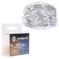 Гирлянда на батарейках Springos 1.9 м 20 LED CL0006 Cold White лучшая цена с быстрой доставкой по Украине