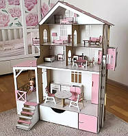 Домик для кукол Барби и ЛОЛ с мебелью и лифтом, Деревянный игровой кукольный дом, Домик для LOL !!!