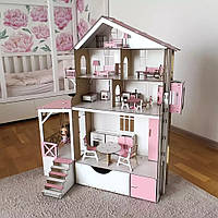 Большой домик для Барби и LOL с мебелью и лифтом, Кукольный дом для девочек из дерева, Дом для кукол лол !!!