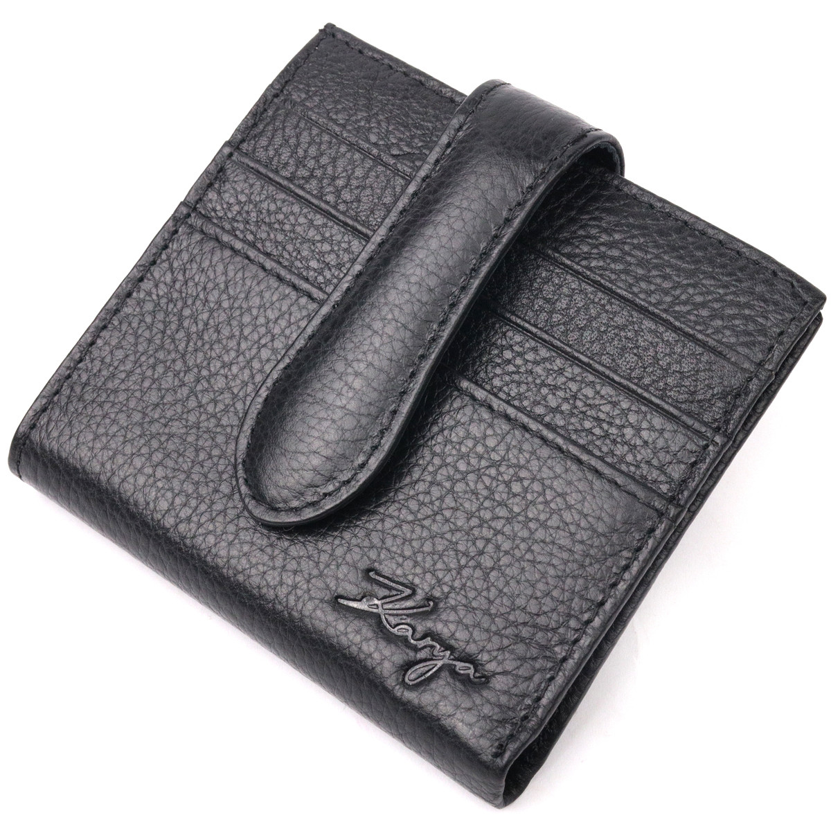 Класичний жіночий гаманець із натуральної шкіри KARYA 20945 Чорний, фото 1