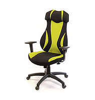 Кресло геймерское на колесах с подлокотниками Эпсилон PL SR Желтое компьютерное из ткани с нагрузкой до 120 кг