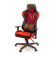 Кресло геймерское на колесах с подголовником Эриданс PL SR Красное компьютерное из ткани с нагрузкой до 120 кг