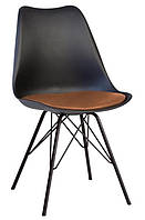 Стул для кухни Asti 4A black K02 eco-13, обеденный кухонный стул Асти черый с сидением коричневого цвета