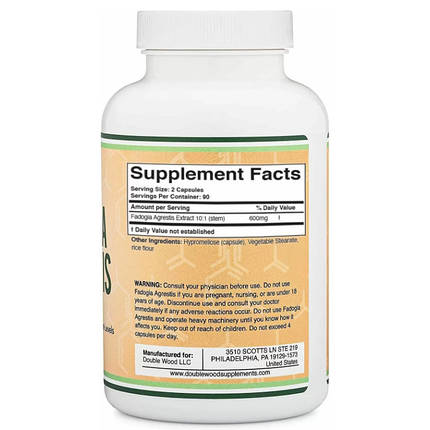 Тестостеронова добавка Double Wood Fadogia Agrestis 600 mg 180 Caps, фото 2