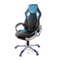 Кресло геймерское на колесиках АКЛАС Григ PL TILT компьютерное кресло экокожа, синее с нагрузкой до 120 кг
