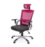 Кресло офисное на колесиках АКЛАС Прима PL HR ANF компьюторное кресло сетка, бордовое с нагрузкой до 120 кг