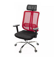 Кресло офисное на колесах с подголовником Сити CH ANF Красное компьютерное из ткани с нагрузкой до 120 кг