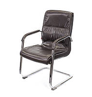 Кресло конференционное на полозьях Спринг CH CF Бежевый офисное на ножках из экокожи с нагрузкой до 120 кг