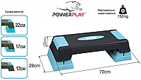 Степ-платформа 3-х стуенчатая (12-17-22 см) PowerPlay 4329 синяя для фитнеса, йоги, аэробики до 150 кг лучшая