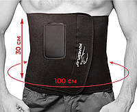 Пояс для похудения спортивный, неопреновый PowerPlay 4301 100х30 см черный с карманом для смартфона лучшая