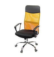 Кресло офисное на колесах с подлокотниками Гилмор СН TILT Оранжевое компьютерное из сетки с нагрузкой до 120кг