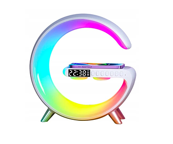 Колонка Bluetooth бездротова портативна зарядка 10 Вт лампа настільна і годинник RGB LED 3 в 1 у стилі Big G