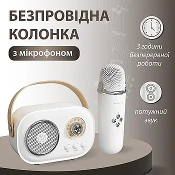 Колонка Bluetooth Platinum C-20 портативна з мікрофоном вологозахисту FM USB 5.0 для караоке