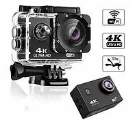 Компактная видео спорт экшн-камера Waterproof Sport Action Camera WiFi 4K Ultra HD c аквабоксом WI-FI 16 MP