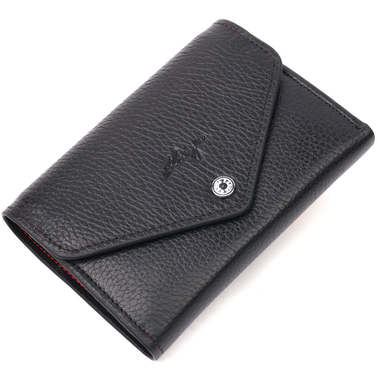 Класичний горизонтальний жіночий гаманець із монетницею з натуральної шкіри KARYA 21071 Чорний, фото 1