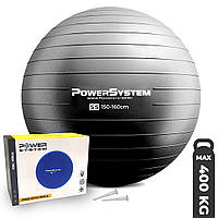 Фитбол мяч для фитнеса и гимнастики 55 см Power System PS-4011 Black для дома и спортзала с нагрузкой до