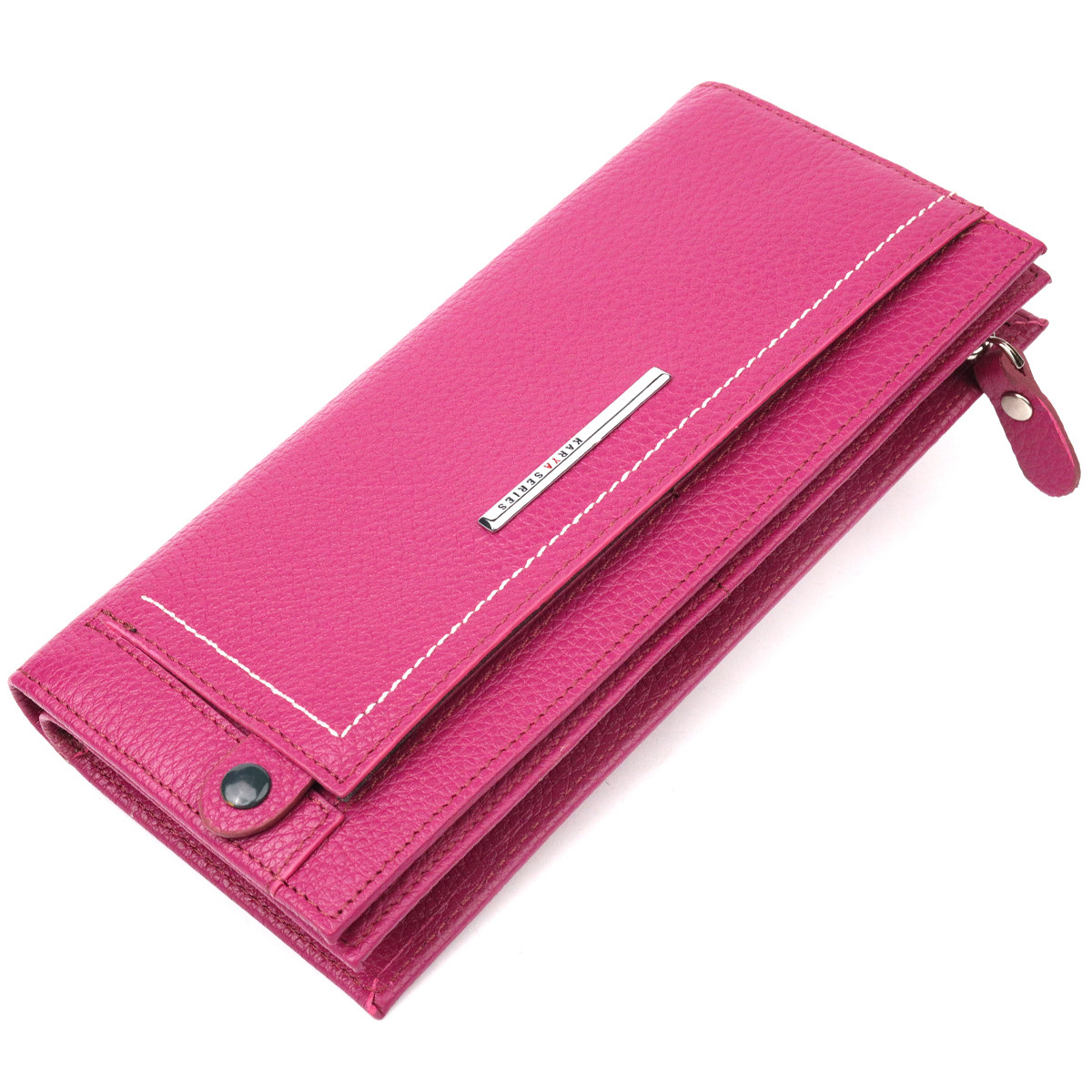 Яскравий жіночий горизонтальний гаманець із натуральної шкіри KARYA 21096 Фіолетовий, фото 1