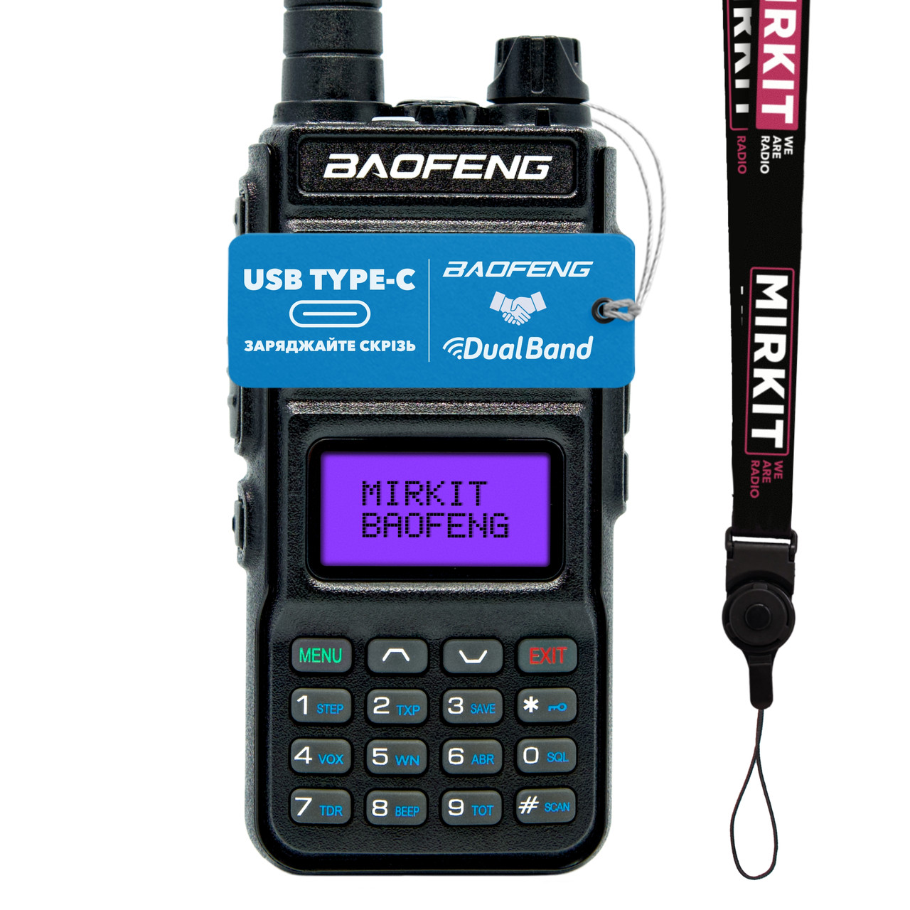 Рація Baofeng RT15UV 5 ВТ 1800 мАг, USB порт + Шнурок Mirkit