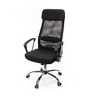 Кресло офисное на колесах с подлокотниками Гилмор FX CH TILT Черное, компьютерное из ткани с нагрукой до 120кг