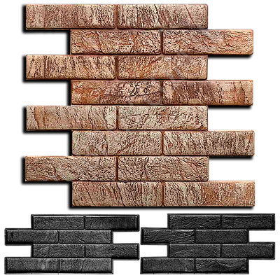 Комплект форм для панелей 600х240х10 мм «Пісочна цегла»: 2 форми; гумові гнучкі форми для плит цегли