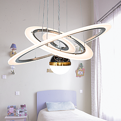 Led люстра Сатурн в дитячу кімнату  Diasha 90W до 20 кв.м колір Матовий хром 2327-600+400+200NEW HR