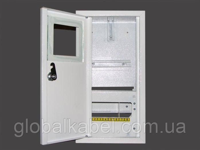 Щиток електричний на 8 автоматів + 1Ф електронний лічильник, накладний металевий, Nova, фото 1